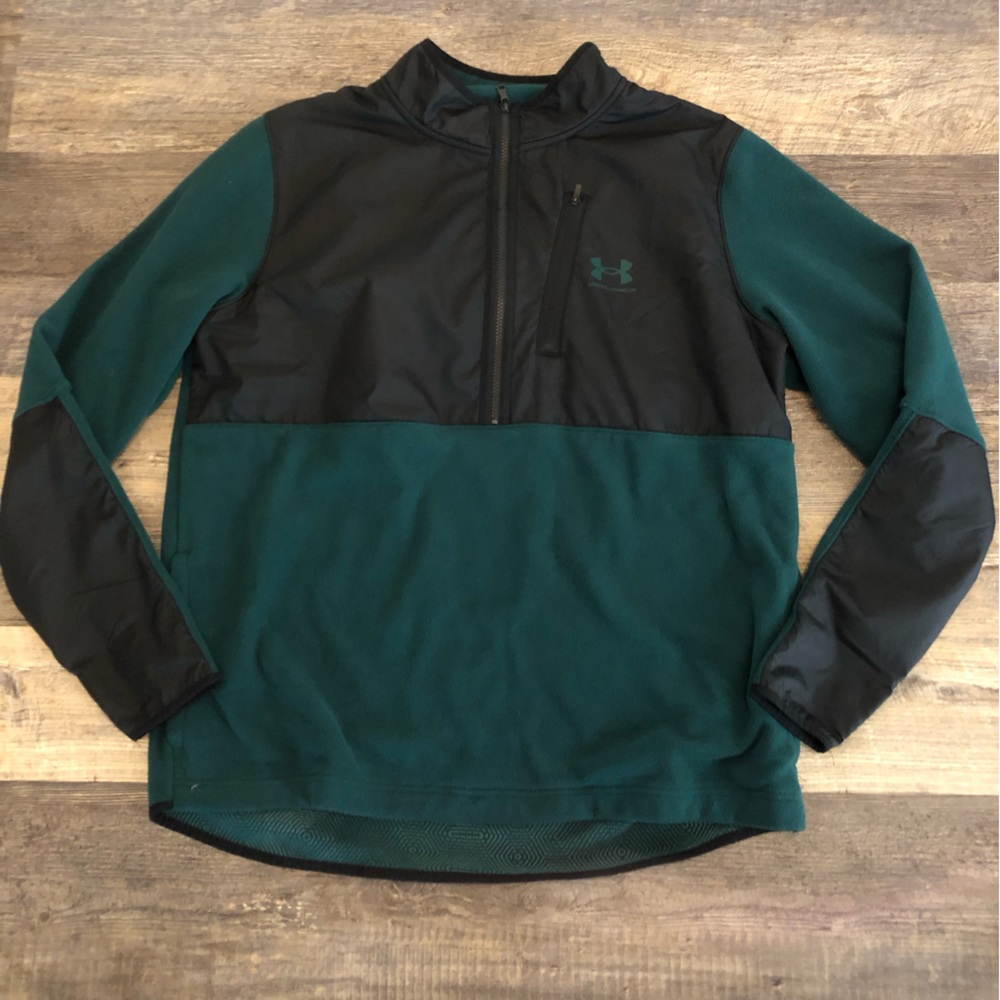 Under Armour ColdGear Infrared Jacket Mens 2XL Green 1/2 Zip Sweatshirt Fleece